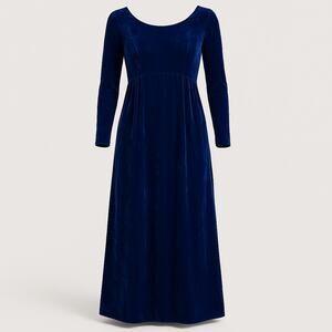 Vtg 1970s Neiman Marcus Royal Blue Velvet LS Maxi Dress Renfair Castlecore Small